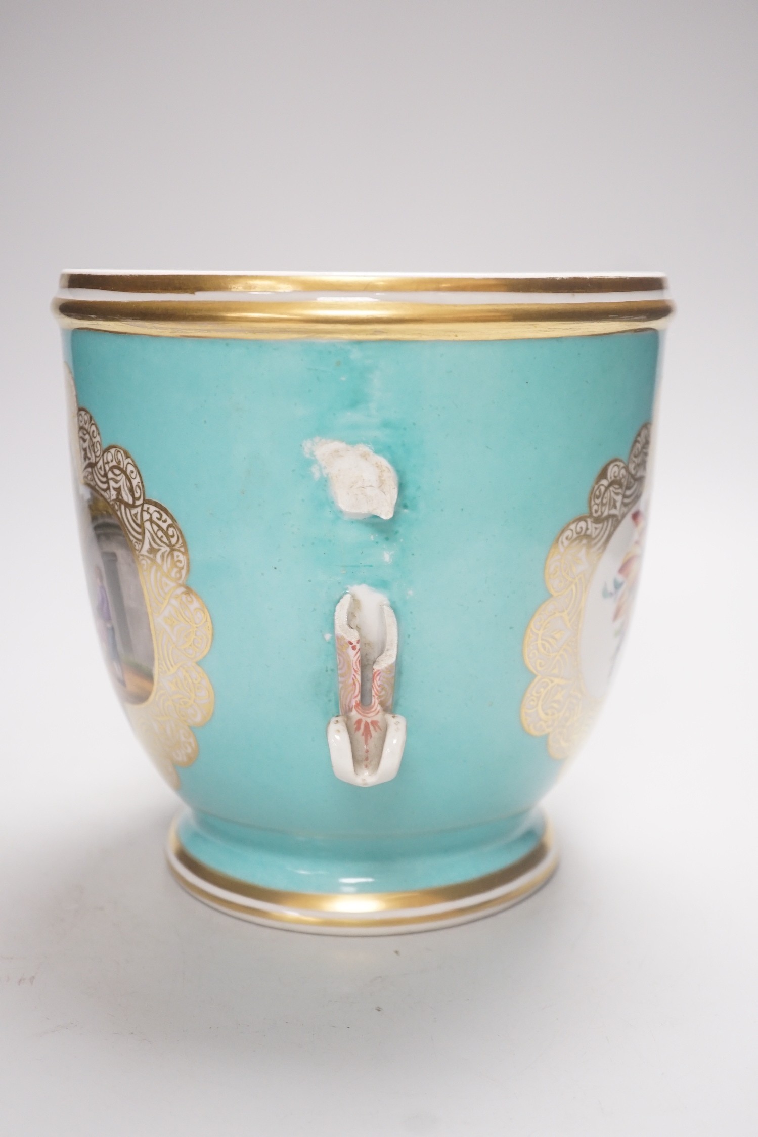 A Dresden two handled cache pot, by Helena Wolfsohn , 19cm